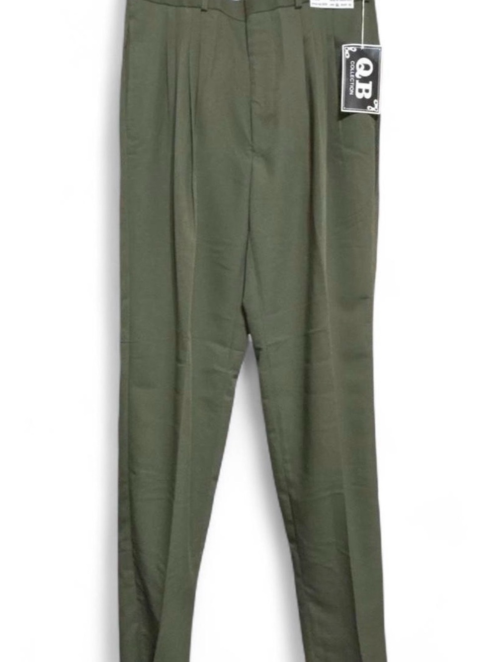 Vintage 90s QB Collection Pleated Trousers Olive Green Khaki Men's 32L
